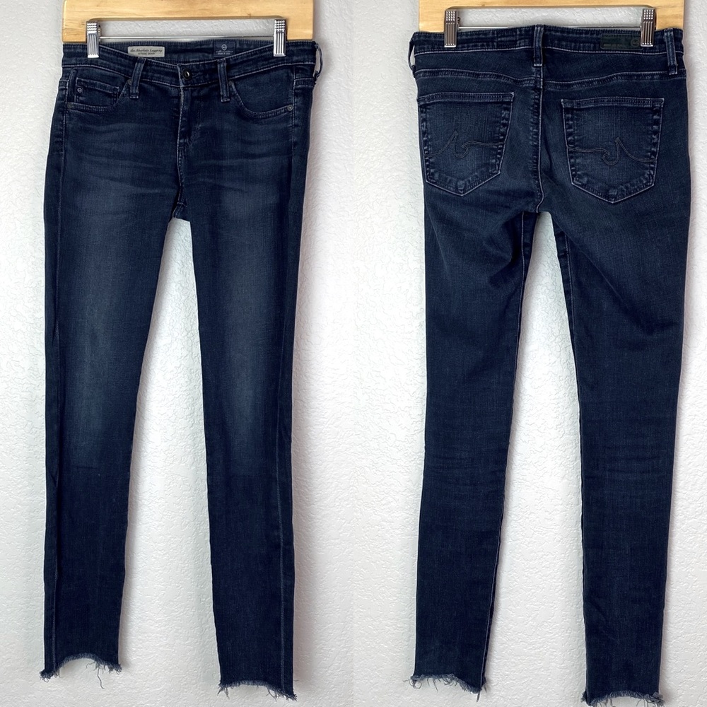 AG ADRIANO GOLDSCHMIED Dark Raw Hem the Absolute Legging Skinny Jeans Denim 25R